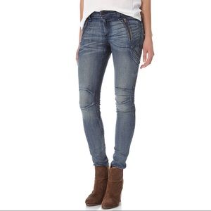 Rag and Bone Denim distressed SKINNY zipper jeans